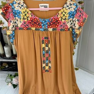 Savanna Jane Multicolor Embroidered Floral Tunic Top Size 3X